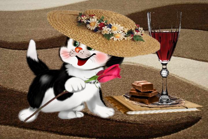 Tapety - Kot w kapeluszu  - seria - Tapeta  okazyjna.jpg